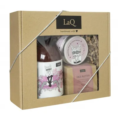 Zdjęcie produktu dla LAQ Zestaw PIWONIA; żel 500 ml,mus do twarzy 40 g,masełko 50 ml (sianko) / 6124