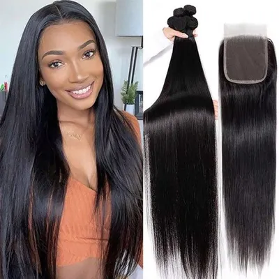Productafbeelding van Hair Extensions - 100% echtheid - steil haar - 0,4 kg voor extra lengte en volume