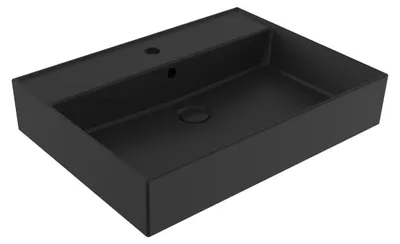 Obrázek produktu pro Umyvadlo SAT EDGY – umyvadlo na desku a závěsné umyvadlo, 60 cm, hranaté, matná černá