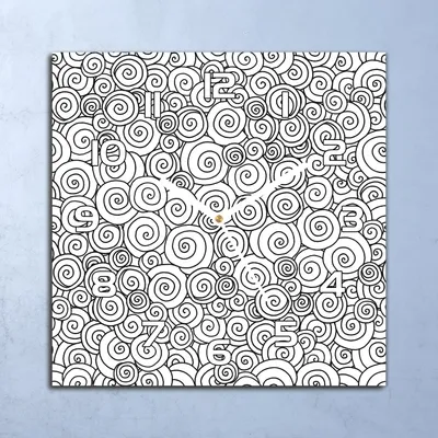 Produktbild von Deko Glasuhr Wanduhr 30x30 Schwarz-weiße Swirl Quarz Küchenuhr Bürouhr