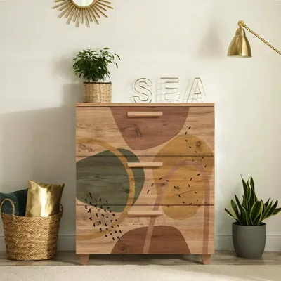 Produktbild von Kommode Dpetruzz, Mehrzweckkommode, Schlafzimmerkommode, Schrank mit Schubladen, 80x43h95 cm, Eiche