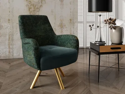 Produktbild von Sessel Drehsessel VALERIE in Stoff Touch Me und Elisa Velvet Dunkelgrün