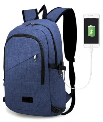 Produktbild von Dunkelblauer Herrenrucksack für die Arbeit im Büro, für 15,6-Zoll-Laptops, kompakt