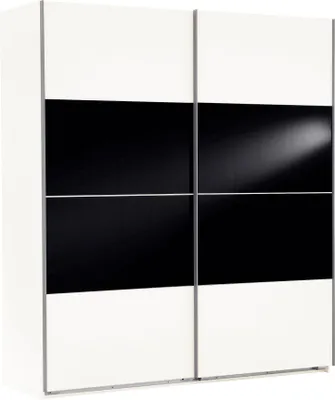 Immagine prodotto di Armadio con ante scorrevoli Easy Plus a 2 ante, versione a scelta, bianco / vetro nero, 180 cm