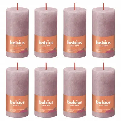 Obrázok produktu pre Bolsius Rustikálne stĺpové sviečky Shine 8 ks 100x50 mm Ash Pink