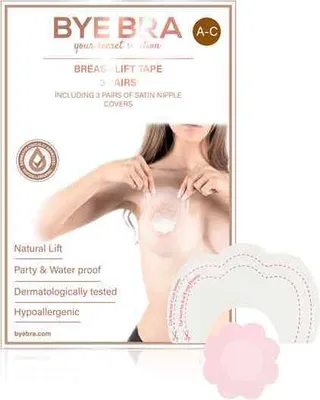 Produktbild von Bye Bra Bruststraffung & Brustwarzenabdeckungen aus Seide, AC-Cup, 3 Paar