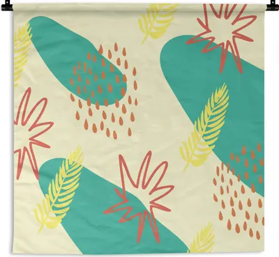 Produktbild von MuchoWow® Wandteppich Wandbehang Sommer - Pflanzen - Blau 150x150 cm Tapisserie Dekoration Wandtuch - Wohnaccessoires - Modernes