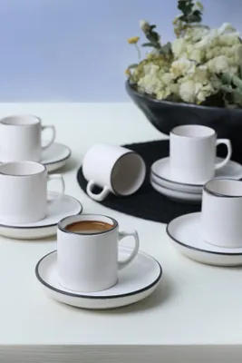Produktbild von Hermia Concept, X00019022, Kaffeetassen-Set (12-teilig), Mattweiß, 100 % STEINZEUG, 6 x 6 cm