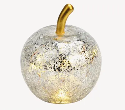 Produktbild von Seyila Home Dekorative Glas Apfel LED Leuchte mit Timer, Crackle-Glas, Tischlampe für Wohnraum, Deko