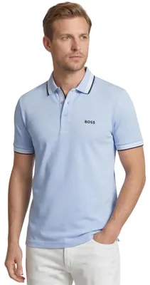 Produktbild von BOSS Paddy Polo einfarbig hellblau Baumwolle normale Passform