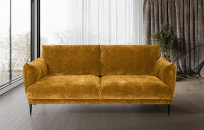Produktbild von Sofa Designersofa MADISON 2-Sitzer in Stoff Dress Me Senfgelb
