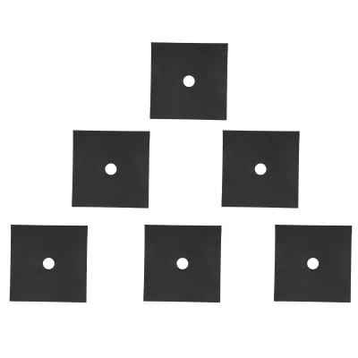 Six black square pads with a white circle in the center, arranged in a pyramid shape on a white background.