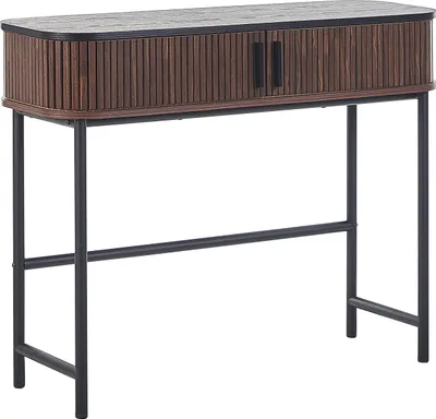 Zdjęcie produktu dla BELIANI Konsola ciemnobrązowy 82 x 35 x 100 cm styl nowoczesny półka z przesuwnymi drzwiczkami