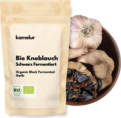 Produktbild von Kamelur® Bio Knoblauch ganz schwarz & fementiert 8 Stück 360 g