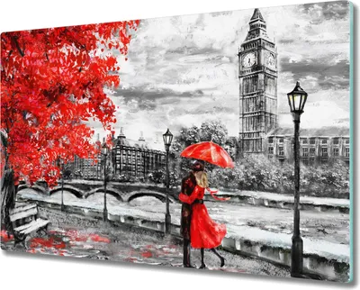 Produktbild von Coloray Herdabdeckplatte 80x52 cm Schneidebrett Kochplattenabdeckung Küchenbrett Hackbrett - London Paar