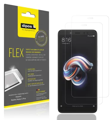 Image de 2x Film de protection d'écran pour Xiaomi Redmi Note 5 Pro, recouvre 100% de l'écran, dipos Flex