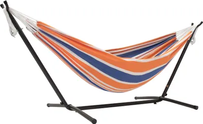 Produktbild von VIVERE Hängematte aus Baumwolle mit Gestell 250 cm – 200 kg Belastung - Orange Punch