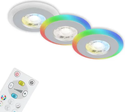 Zdjęcie produktu dla Oprawy wpuszczane LED CCT RGB pierścień świetlny pilot ściemnialny IP44 chrom Briloner