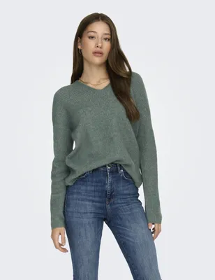 Produktbild von Warmer Strickpullover Stretch Sweater V-Ausschnitt Langarm ONLDANIELLA | XS