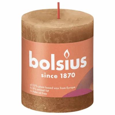 Produktbild von Bolsius Rustikale Stumpenkerzen Shine 4 Stk. 80x68 mm Gewürzbraun