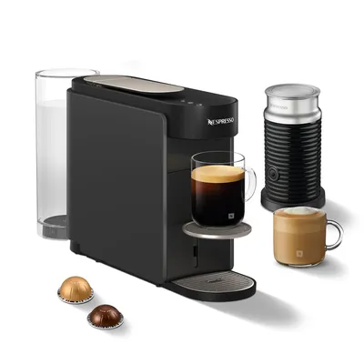 Produktbild von NESPRESSO DELONGHI Vertuo Up Grau Kapselmaschine + Aeroccino 3 Milchaufschäumer | Für vielfältige Kaffee  & Milchspezialitäten | ENV200.GY