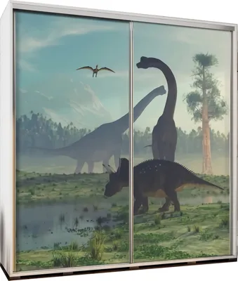 Produktbild von Schwebetürenschrank PENELOPA 205 Schrank Kleidereschrank mit Grafiken Dinos
