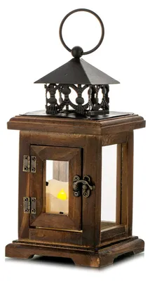 Productafbeelding van Omgoods - Decoratieve Houten Lantaarn voor Kaarsen binnen en buiten