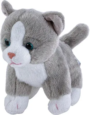 Produktbild von Kuscheltier Katze grau-weiß 14 cm Stoffkatze