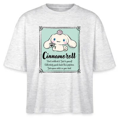 Produktbild von Spreadshirt Cinnamoroll Just Be Yourself Boxy Shirt Damen, S, Weiß meliert