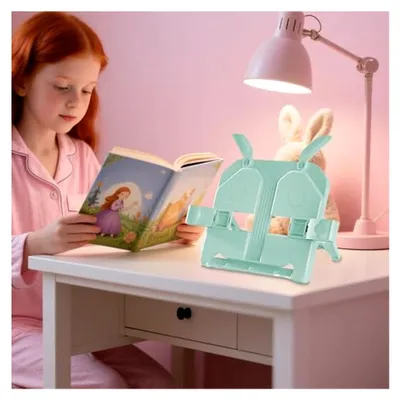 Produktbild von Bücherständer zum Lesen - Faltbarer und verstellbarer Buchhalter mit Klemme für Schreibtisch und unterwegs