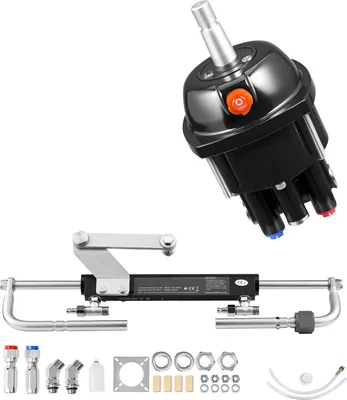 Obrázok produktu pre SucceBuy Hydraulický riadiaci systém pre vonkajšie motory, 90 HP, hydraulické čerpadlo a valec, prevádzkový tlak 6,9 MPa, telo z hliníkovej zliatiny, spätný ventil, vhodný pre rybárske a plachetnice