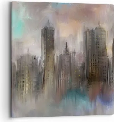 Produktbild von Bild auf Leinwand - Leinwandbild - Stadt Abstraktion - 70x70cm - Wand Bild - Wanddeko - Wandbilder - Leinwanddruck - Bilder - Kunstdruck - Wanddekoration - Leinwand bilder - Wandkunst - AC70x70-3675