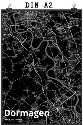 Produktbild von Mr. & Mrs. Panda Bild Dormagen DIN A2 - Geschenk, Wandbild, drucke, Kunstdruck, Wandschmuck, Stadt Dorf Karte Landkarte Map Stadtplan, wanddeko