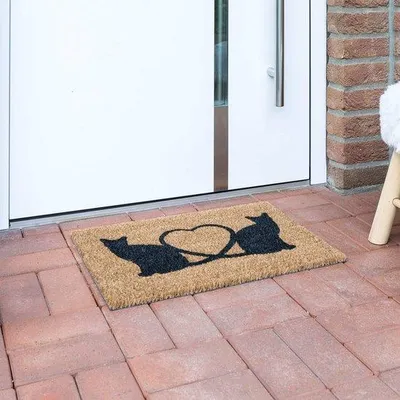 Imagen del producto de Alfombrilla Azomor® con diseño de gatos, apta para interiores y exteriores