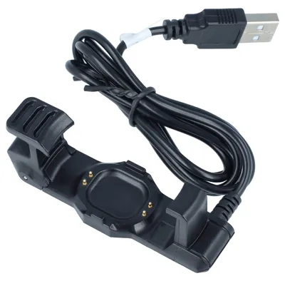 Produktbild von vhbw USB Ladekabel kompatibel mit Garmin Forerunner 225 Smartwatch Fitnesstracker - Dockingstation Schwarz, 94 cm