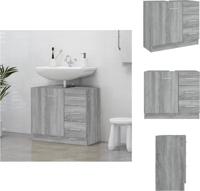 Image de vidaXL Armoire de lavabo Gris Sonoma 63x30x54 cm Bois composite - Ensembles de meubles de salle de bains