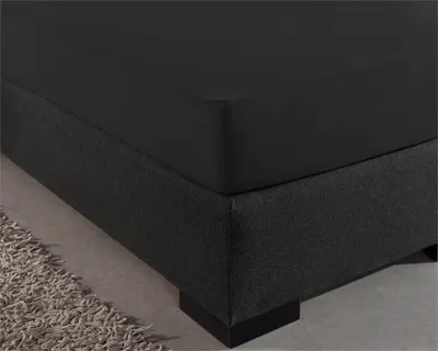 Productafbeelding van Hoeslaken 100% Katoen, Voor Standaard Matrassen tot 30cm, Vochtabsorberend en Warmteregulerend, Zwart, 180 x 220 cm