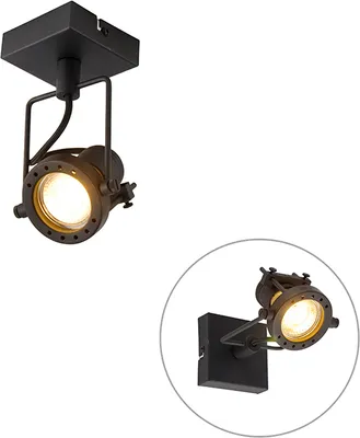Produktbild von QAZQA - Industrie I Vintage I Industrie I Vintage Ir Deckenspot schwarz verstellbar GU10 50mm - Suplux I Wohnzimmer I Schlafzimmer - Stahl Rund I Quadratisch - LED geeignet GU10