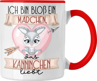 Produktbild von Trendation - Kaninchen Tasse Geschenk Frauen Ich Bin Bloß Ein Mädchen Das Kaninchen Liebt Hasen Kaninchen-Liebhaberin Geschenk Spruch Geburtstag (Rot)