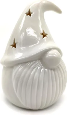 Produktbild von Porzellan LED Zwerg creme-weiß 15cm Dekofigur Weihnachtsdeko