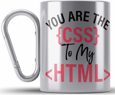Produktbild von Trendation - Programmierer Geschenk Valentinstag Edelstahl Tasse Karabiner Informatiker Liebe Lustig Spruch Freundin Freund You are The CSS To My HTML (Silber)