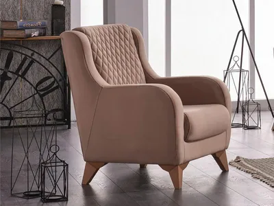 Image de Fauteuil de salon Fauteuil monoplace Tissu Assise Beige