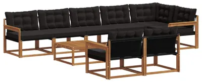 Produktbild von vidaXL Outdoor-Sofagarnitur mit Kissen 9 pcs Natürlich und Schwarz