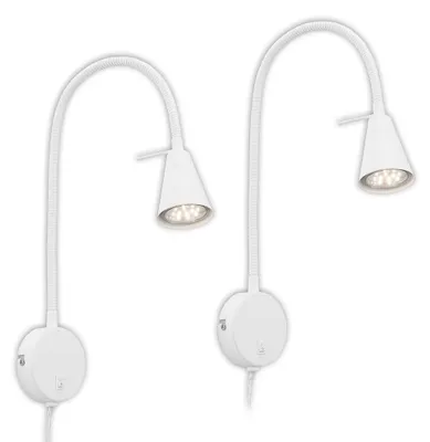 Produktbild von 2er Set LED Leselampe mit Schalter, schwenkbar, GU10, eckig, warmweißes Licht, Wandleuchte, Wandlampe, Bettlampe, Lampe Bett, Leselicht, 45 cm, Weiß