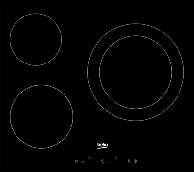 Image de Table de cuisson vitrocéramique 60cm 3 feux 5700w noir - Beko - HIC63402T -