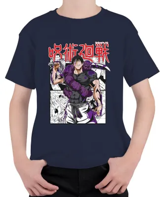 Productafbeelding van Jujutsu Kaisen, manga, donkere anime, esthetiek, fanartikel, uni kinder T-shirt, marineblauw, maat 140