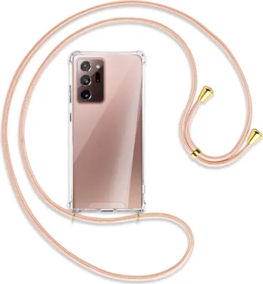 Produktbild von Handykette Backcover-Schutzhülle mit Band (Metall goldfarben) für Samsung Galaxy Note20 Ultra 4G,5G (N985,N986) - rose peach