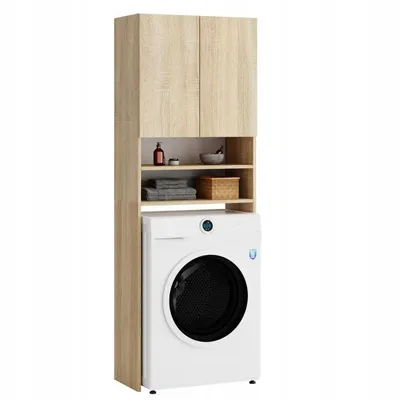 Produktbild von Badezimmerregal mit Tür Sonoma | Kompakter Beistellschrank für Bad & Wellness | Stauraumwunder Schmaler Badschrank stehend 85 cm hoch