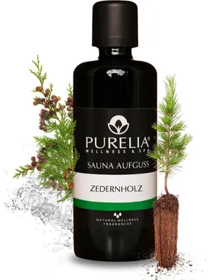 Produktbild von PURELIA Saunaaufguss Konzentrat Zedernholz 100 ml natürlicher Sauna-aufguss - reine ätherische Öle