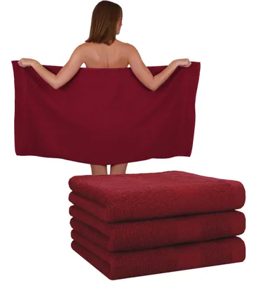 Produktbild von Betz 4 Stück Duschtücher 70 x 140 cm PREMIUM 100% Baumwolle Liegetuch Strandtuch   Farbe: dunkelrot
